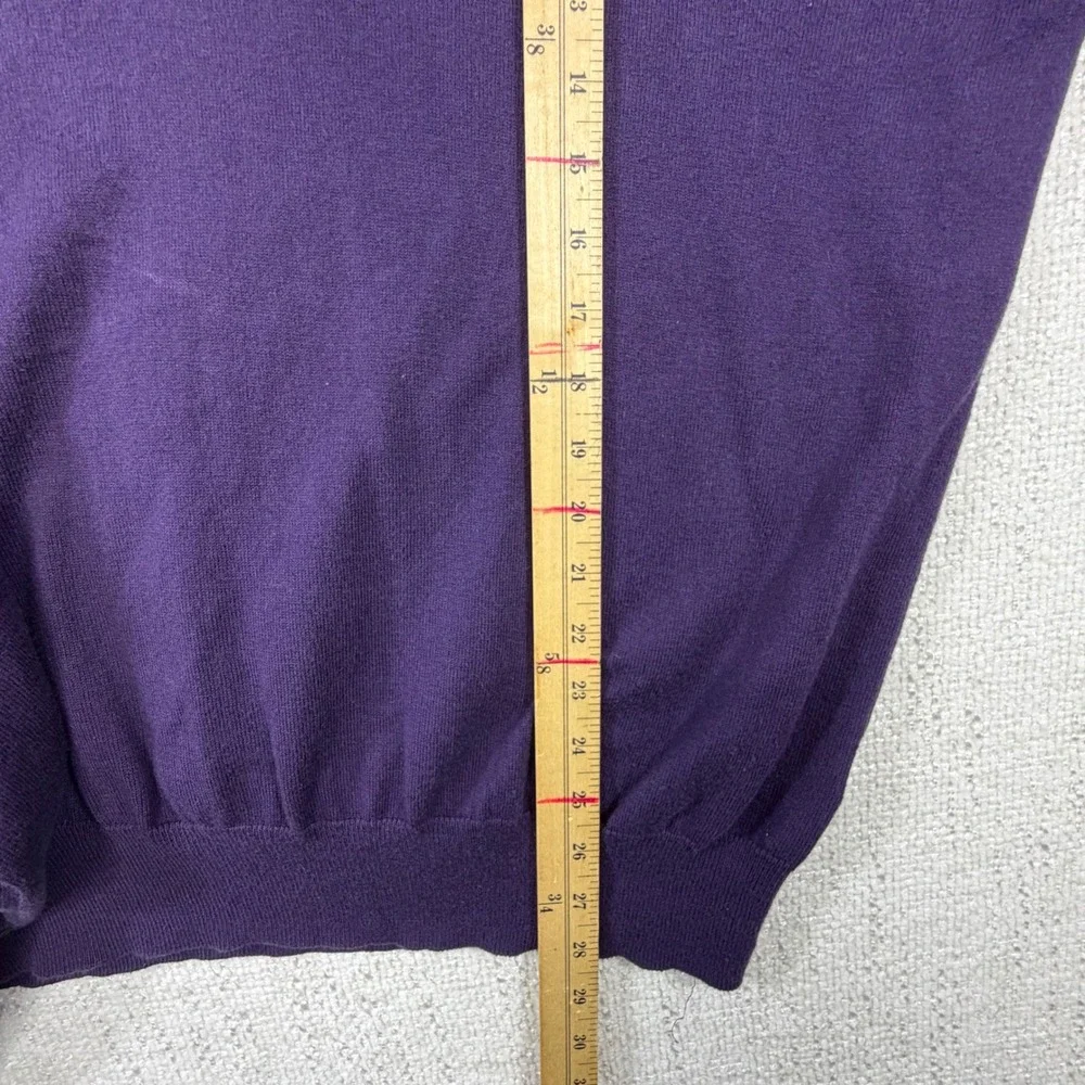 Orvis Mens Purple Long Sleeve Polo Sweater XL Fine Knit Collared Button Up